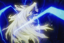 a drawing of a person holding a sword with a lightning bolt behind them