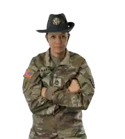 a u.s. army soldier named martinez is wearing a cowboy hat