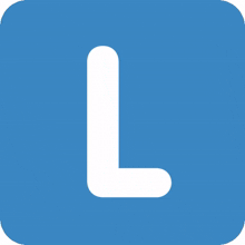 a blue square with a white letter l inside of it