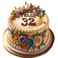 a cake that says feliz 32 on it