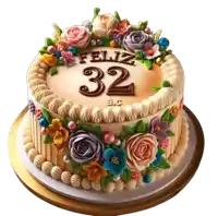 a cake that says feliz 32 on it