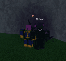 two roblox characters standing next to each other with akdeniz written on the bottom