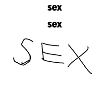 a drawing of the word sex written in black marker