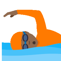 a man in an orange swim suit is swimming in the ocean