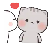 a cartoon of a cat kissing another cat with a heart above them