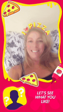 a picture of a woman with a pizza crown on her head