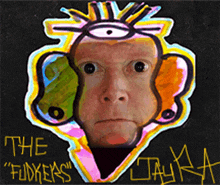 a colorful drawing of a man 's face with the words " the foxers " below it