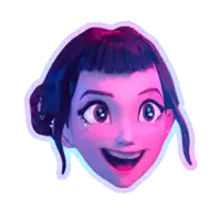 a close up of a cartoon character 's face with a big smile