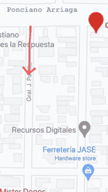 a map showing recursos digitales ferreteria jase hardware store and mister dogos