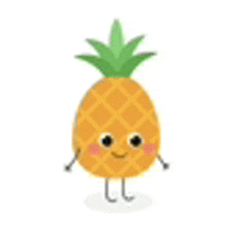 a cartoon pineapple with arms and legs and a smile on its face .