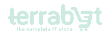 a logo for terrabyte the complete it store with a white background