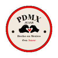 a logo for pdmx jeans shows two hands making a heart shape