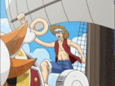 a man in a straw hat is on a boat