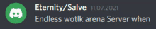 a discord icon with the words eternity salve endless wotik arena server when