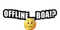 a yellow smiley face stands in front of the words offline boa