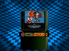 a video game called sonic knuckles is on a checkered background