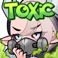 a cartoon girl wearing a gas mask with toxic written above her