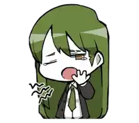 a cartoon of a girl with long green hair