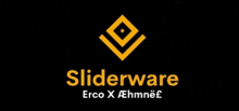 a logo for sliderware erco x ehmnef on a black background