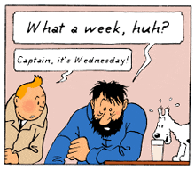 a cartoon shows a man and a dog talking about what a week is