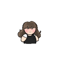 a cartoon drawing of a girl with brown hair and a black shirt