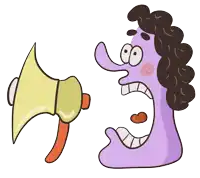 a cartoon drawing of a person shouting into a megaphone