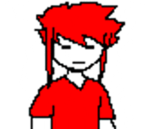 a pixel art drawing of a person with red hair