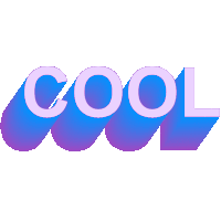 the word cool is written in purple and blue