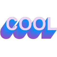 the word cool is written in purple and blue