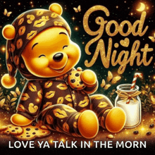a picture of winnie the pooh holding a cookie and a jar of milk
