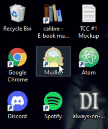 a computer screen shows icons for google chrome spotify discord and calibre