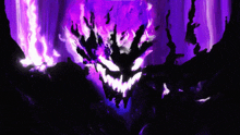 a painting of a monster with purple flames coming out of its mouth