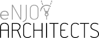 a logo for enjoy architects is shown in a black and white image