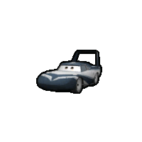 a cartoon drawing of a blue and white car with a white background .