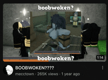 a screenshot of a video that says boobwoken