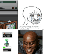 a cartoon of a man crying and a picture of a smiling man