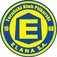 a yellow and blue logo for torunski klub pilkarski