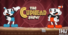 a poster for the cuphead show shows two cartoon characters