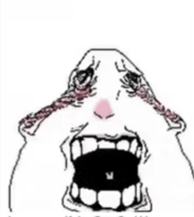 a drawing of a person 's face with their mouth open and tears coming out of it .