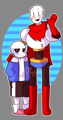 a drawing of papyrus and sans with tiny ko written on the bottom