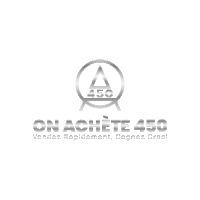 a logo for on achete 450 with a triangle in the middle