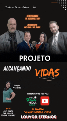 a poster for projeto alcancando vidas with a youtube icon