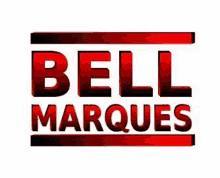 a red and black logo for bell marques on a white background