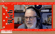 a picture of a man with glasses and headphones and the name rich