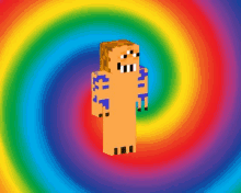 a minecraft character with a rainbow background and a rainbow swirl