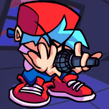 a cartoon of a boy holding a microphone