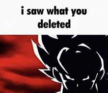 a picture of a dragon ball z character with the words `` i saw what you deleted '' .