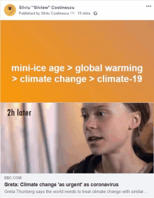 a facebook post about global warming shows a woman