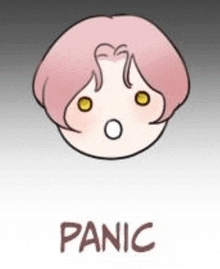 a cartoon of a girl with pink hair and a surprised face .