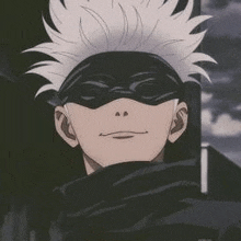 satoru gojo from jujutsu kaisen is wearing a mask and scarf .